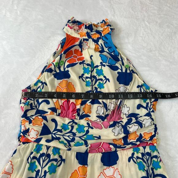 Plenty by Tracy High Neck Sleeveless Floral Print Ruffle Trim Romper Size XS - Picture 12 of 16